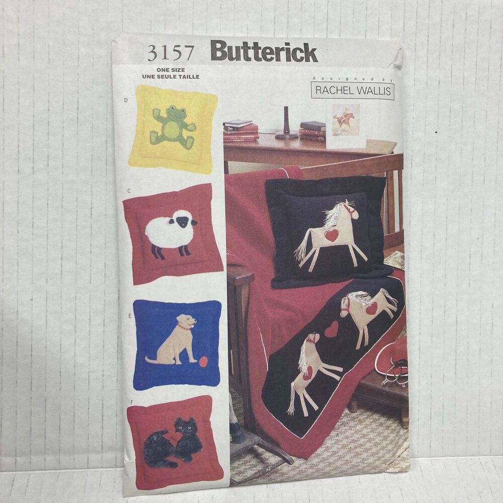 Butterick Rachel Wallis pattern 3157 Animal Throw & Pillow Covers uncut FF